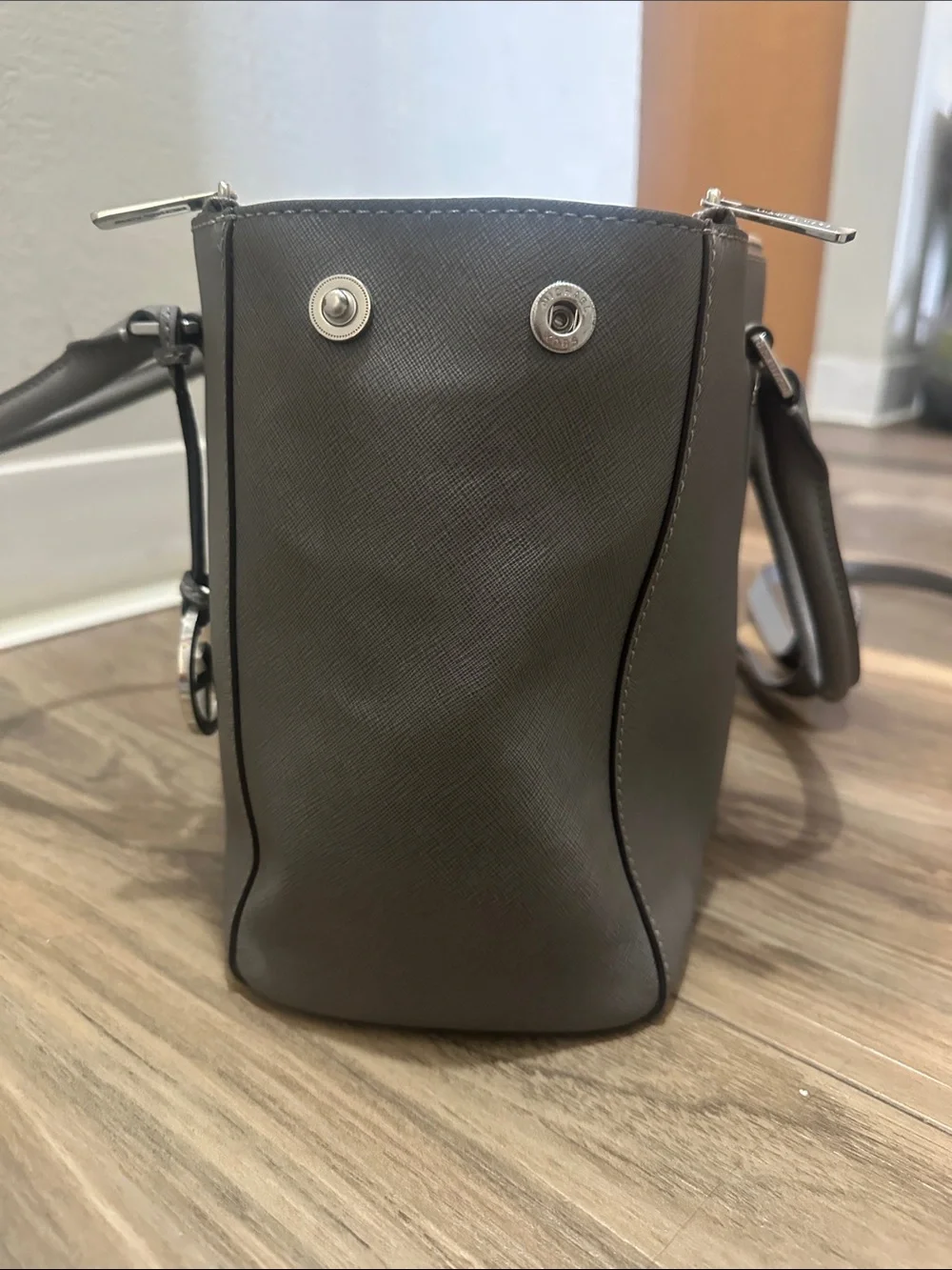 Michael Kors Taupe Saffiano Leather Satchel with Detachable Strap